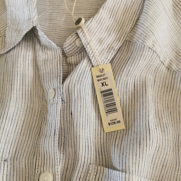 Max Studio White & Blue Pinstriped Dress Size XL - Picture 5 of 11